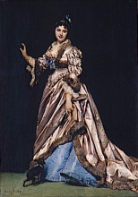Репродукция картины "portrait of madame ernest faydeau known as &#39;la dame au chien&#39; 1870" художника "каролюс-дюран"