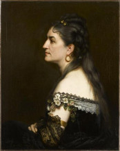 Копия картины "portrait of a woman wearing a low necked dress" художника "каролюс-дюран"