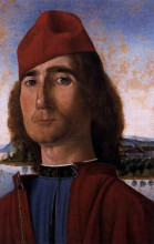 Картина "portrait of an unknown man with red beret" художника "карпаччо витторе"