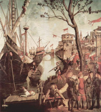 Копия картины "arrival of st.ursula during the siege of cologne" художника "карпаччо витторе"