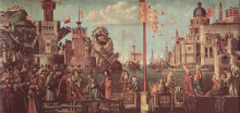 Картина "the meeting of etherius and ursula and the departure of the pilgrims" художника "карпаччо витторе"