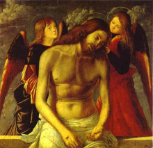 Репродукция картины "the dead christ supported by angels." художника "карпаччо витторе"