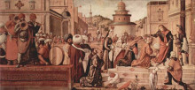 Репродукция картины "st. george baptising the gentile" художника "карпаччо витторе"