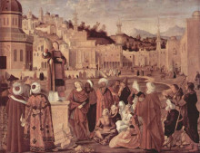 Репродукция картины "st. stephen preaching" художника "карпаччо витторе"