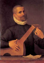 Копия картины "portrait of a lutenist (portrait of the musician orazio bassani)" художника "карраччи агостино"