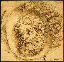 Репродукция картины "head of a faun in a concave" художника "карраччи агостино"