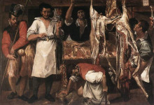 Репродукция картины "butcher&#39;s shop" художника "карраччи аннибале"