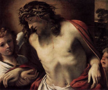 Репродукция картины "christ wearing the crown of thorns, supported by angels" художника "карраччи аннибале"