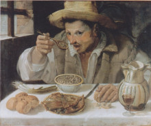 Репродукция картины "the beaneater" художника "карраччи аннибале"