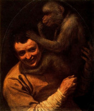 Картина "man with monkey" художника "карраччи аннибале"