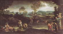 Репродукция картины "the fishing" художника "карраччи аннибале"