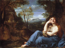 Репродукция картины "the penitent magdalen in a landscape" художника "карраччи аннибале"