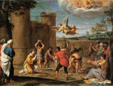 Репродукция картины "the stoning of st stephen" художника "карраччи аннибале"