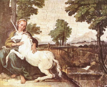 Картина "virgin and unicorn (a virgin with a unicorn)" художника "карраччи аннибале"