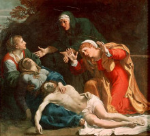 Картина "the dead christ mourned (the three maries)" художника "карраччи аннибале"