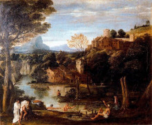 Картина "landscape with bathers" художника "карраччи аннибале"