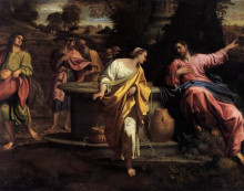 Копия картины "the samaritan woman at the well" художника "карраччи аннибале"