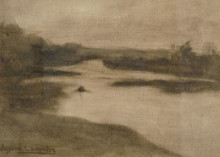 Копия картины "paysage avec large rivi&#232;re" художника "каррьер эжен"