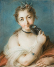 Картина "female portrait with mask" художника "каррьера розальба"