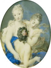 Копия картины "portrait of fran&#231;oise marie de bourbon, duchess of orl&#233;ans and wife of the regent of france, as amphitrite" художника "каррьера розальба"