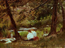 Репродукция картины "две сидящие женщины" художника "кассат мэри"