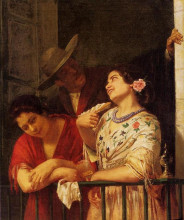 Репродукция картины "флирт на балконе в севилье" художника "кассат мэри"