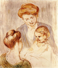 Репродукция картины "дитя улыбается двум женщинам" художника "кассат мэри"