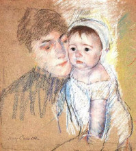 Репродукция картины "малыш билл в шапочке и сорочке" художника "кассат мэри"