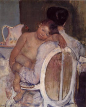 Копия картины "мама держит ребенка на руках" художника "кассат мэри"