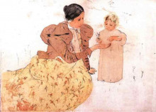 Картина "собирая ромашки в поле" художника "кассат мэри"