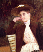 Репродукция картины "селеста в коричневой шляпе" художника "кассат мэри"