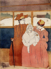 Репродукция картины "проходящий мимо моста трамвай" художника "кассат мэри"