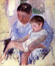 Репродукция картины "дженни с сонным ребенком" художника "кассат мэри"
