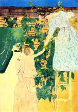 Репродукция картины "собирая фрукты" художника "кассат мэри"