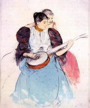 Копия картины "урок игры на банджо" художника "кассат мэри"