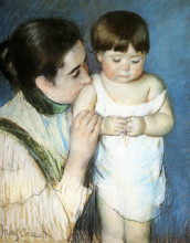 Репродукция картины "маленький томас с мамой" художника "кассат мэри"