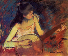 Картина "девочка с банджо" художника "кассат мэри"