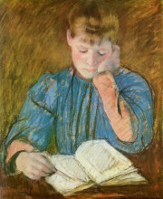Картина "задумчивое чтение" художника "кассат мэри"