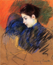 Репродукция картины "молодая женщина в раздумьях" художника "кассат мэри"
