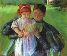 Репродукция картины "няня читает девочке" художника "кассат мэри"