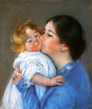 Копия картины "поцелуй для малышки анны" художника "кассат мэри"