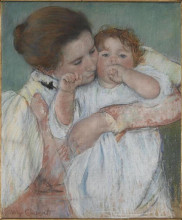 Картина "матильда держит ребенка, тянущегося вправо" художника "кассат мэри"