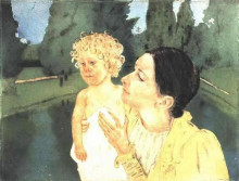 Репродукция картины "у пруда" художника "кассат мэри"