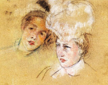 Репродукция картины "головы леонтины с другом" художника "кассат мэри"