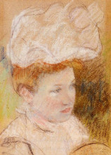 Картина "леонтина в розовой пушистой шляпке" художника "кассат мэри"