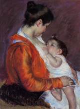 Репродукция картины "луиза нянчит ребенка" художника "кассат мэри"