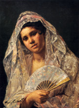 Репродукция картины "испанская танцовщица в кружевной мантилье" художника "кассат мэри"