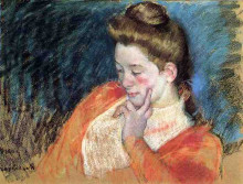 Копия картины "портрет молодой женщины" художника "кассат мэри"