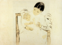 Репродукция картины "босоногий ребенок" художника "кассат мэри"