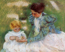 Копия картины "мать играет с ребенком" художника "кассат мэри"